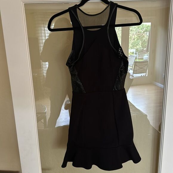 LaPina by David Helwani Nathalie Dress in Black/Black Leather Size XS - Picture 4 of 12